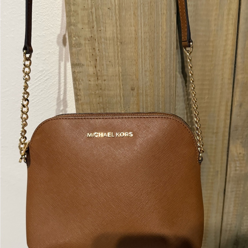 Michael Kors Brown Saffiano Leather Crossbody Bag - Picture 2 of 5